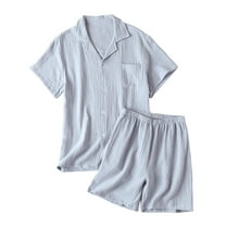 Akafmk Men's Short Sleeve Pajama Sets,Cotton Pajamas for Men Set,Short Sleeve Sleep Tops and Sleepwear Shorts 2 Piece Loungewear Set Soft Comfy Nightwear