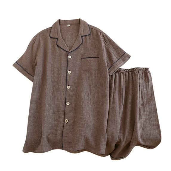 Akafmk Men's Short Sleeve Pajama Sets,Cotton Pajamas for Men Set,Short Sleeve Sleep Tops and Sleepwear Shorts 2 Piece Loungewear Set Soft Comfy Nightwear