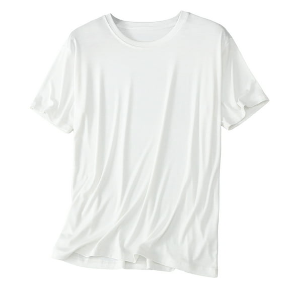 Akafmk Men's Short Sleeves Pajama Tops,Men's Cotton Sleepwear T-Shirt,Summer Casual Solid Color Short Sleeved Round Neck Home
