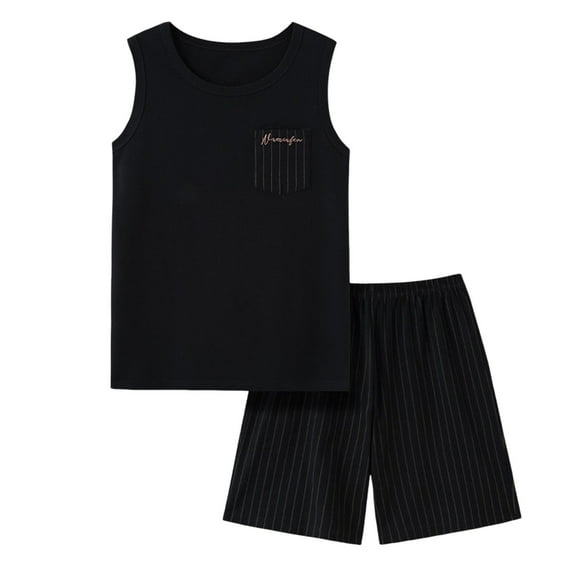 Akafmk Men's Tank Pajama Sets,Cotton Pajamas for Men Set,Sleeveless Tank Sleep Tops and Sleepwear Shorts 2 Piece Loungewear Set Soft Comfy Nightwear