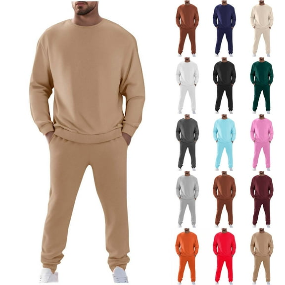 Akafmk Men's Tracksuits Sweatsuits for Men 2 Piece Oversized Crew Neck Sweatshirt and Joggers Pants Set Casual Sport Hiking Running Sweat Suits M