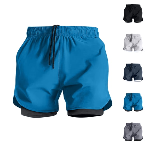 Akafmk Mens Athletic Shorts Solid Color Double-Layer 3" Quickly Dry Running Training Shorts Pants XXXXXL