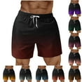 thumbnail image 1 of Akafmk Mens Beach Shorts Gradient Print with Pockets Drawstring Elastic Waist Breathable Vacation Shorts Pants XXXXL, 1 of 3
