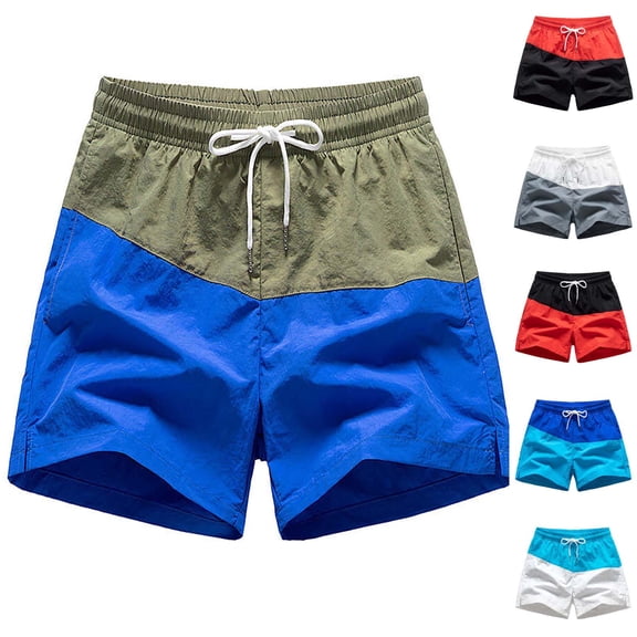 Akafmk Mens Beach Shorts Solid Color Casual Breathable Elastic Waist with Pockets Vacation Shorts Pants M