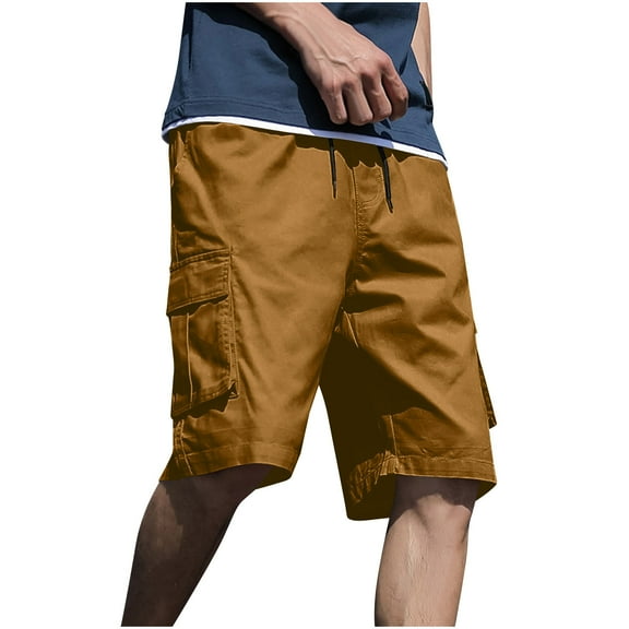 Akafmk Mens Cargo Shorts Athletic Casual Stretchy Waist Drawstring Multi Pockets Daily Shorts Pants M