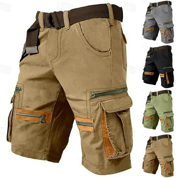 Akafmk Mens Cargo Shorts Casual Breathable Solid Color Multi Pockets Outdoor 5" Shorts Pants XXXL