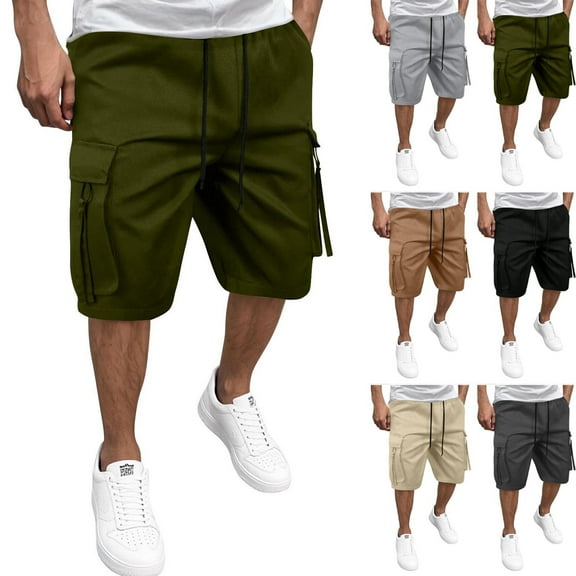 Akafmk Mens Cargo Shorts Fashion Solid Color Casual Multi Pockets Stylish Versatile Shorts Pants XXL