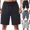 thumbnail image 1 of Akafmk Mens Cargo Shorts Fashion Summer Solid Color Elastic Waist Drawstring Multi Pockets 5" Shorts Pants XL, 1 of 4