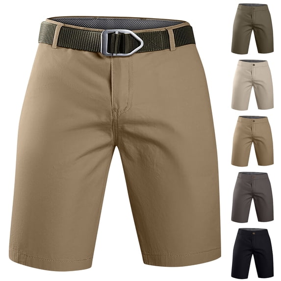 Akafmk Mens Cargo Shorts Solid Color Casual Button Zipper Pockets Comfortable Daily Workwear Shorts Pants 36
