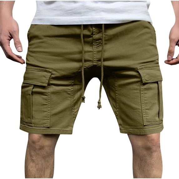 Akafmk Mens Cargo Shorts Solid Color Multi Pockets Casual Loose Versatile Shorts Pants M