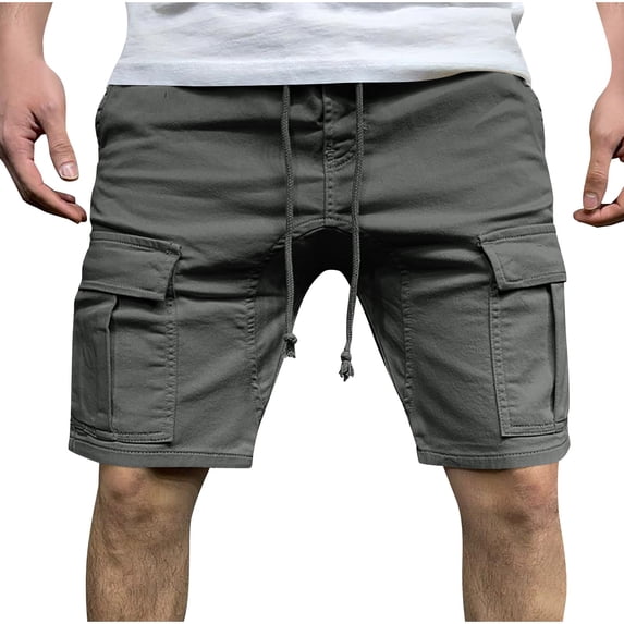 Akafmk Mens Cargo Shorts Solid Color Multi Pockets Casual Loose Versatile Shorts Pants XL