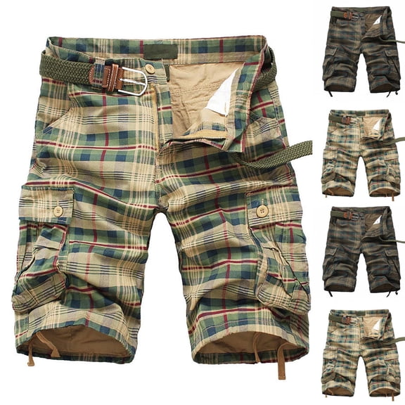 Akafmk Mens Cargo Shorts Striped Button Loose Multi Pockets Casual Fashion Trendy Daily Shorts Pants 36