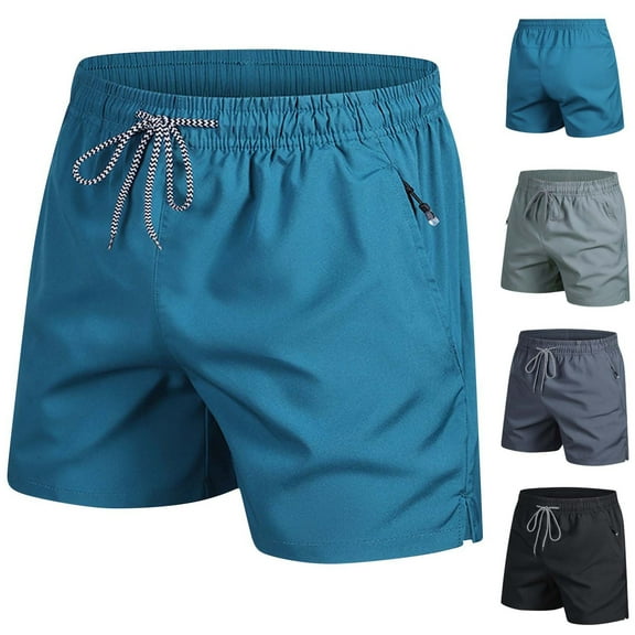 Akafmk Mens Casual Shorts Solid Color Breathable Elastic Waist Zipper Pockets with Pockets Daily Shorts Pants XS