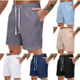 thumbnail image 1 of Akafmk Mens Linen Shorts Solid Color Casual Fashion Loose Lace Up Beach 5" Sport Shorts Pants XXL, 1 of 4