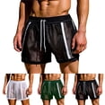 thumbnail image 1 of Akafmk Mens Mesh Shorts Solid Color Hollow Out Elastic Waist Drawstring Breathable Shorts Pants XL, 1 of 4