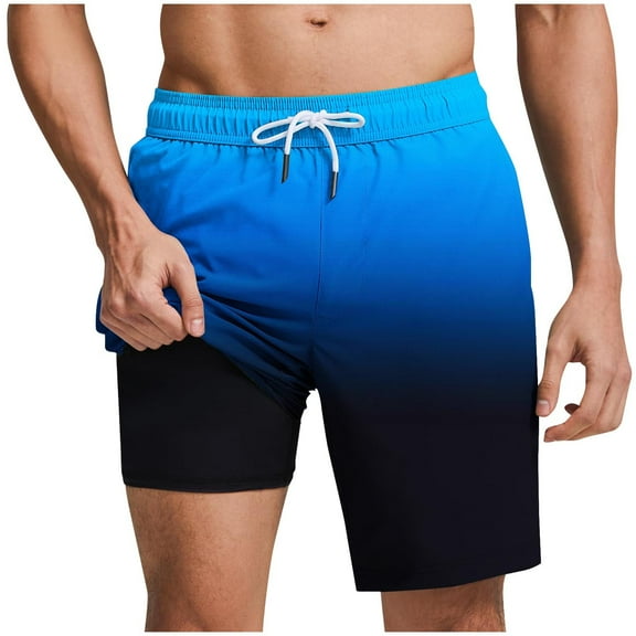 Akafmk Mens Pocket Shorts Elastic Waist Drawstring Beach Lined Shorts Pants XL