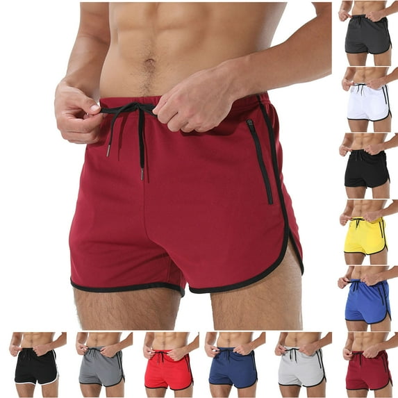 Akafmk Mens Swim Trunks Mesh 3" Zipper Pockets Drawstring Running Gym Swimming Shorts Pants XL