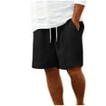 thumbnail image 1 of Akafmk Mens Waffles Knit Shorts Solid Color Casual Fashion Drawstring Waist Loose Beach Shorts Pants S, 1 of 3