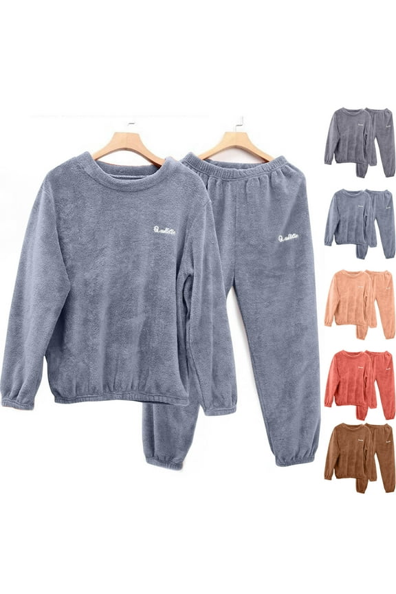 Mens Winter Warm Pajama Sets Fuzzy Flannel Pullover Top and Pants Home Sleepwear Casual Suits XL