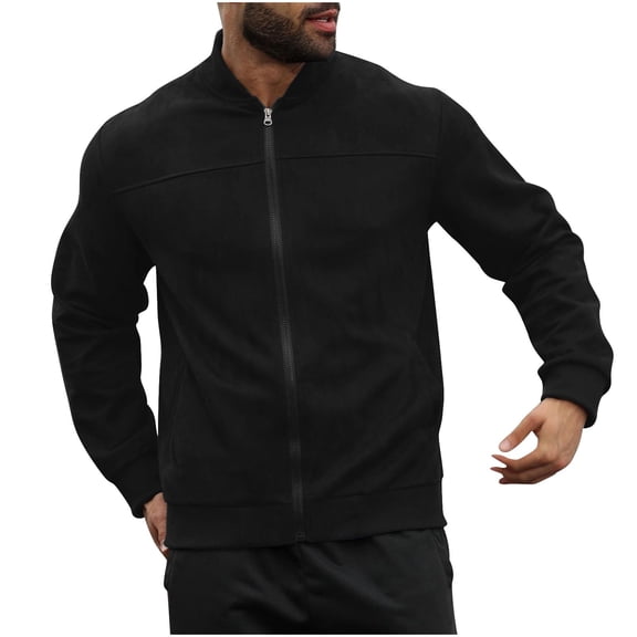 Akafmk Mens Zip Up Sweatshirts,Mens Long Sleeve Sweatshirts Jackets,Men's Fashionable Solid Color Long Sleeved Hooded Lightweight Sweatshirt Jacket Comfy Cardigan Workout Jacket