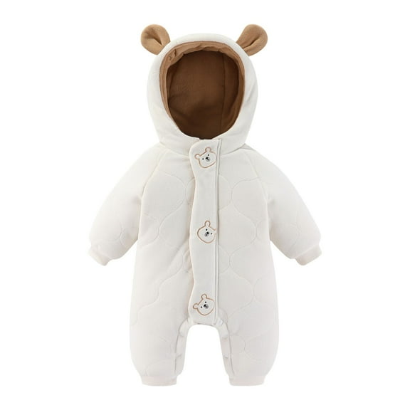 Akafmk Newborn Boys Infant Girls Bodysuits,Fall Winter Bodysuits Warm Down Jacket,Long Sleeve Bodysuits Solid Color Casual Onesie Outfits Hooded Romper Jumpsuit Toddler Boys Clothing 12-18 Months
