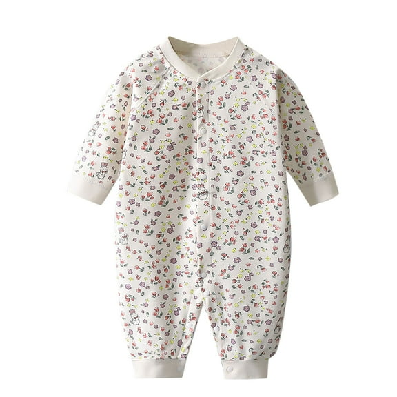 Akafmk Newborn Boys Infant Girls Bodysuits,Fall Winter Cottons Bodysuits Pajamas,Long Sleeve Bodysuits Graphic Print Casual Onesie Outfits Round Neck Romper Jumpsuit Toddler Boys Clothing 0-3 Months