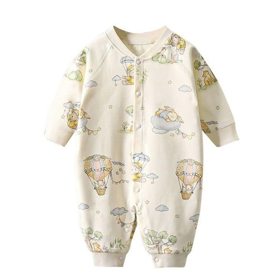 Akafmk Newborn Boys Infant Girls Bodysuits,Fall Winter Cottons Bodysuits Pajamas,Long Sleeve Bodysuits Graphic Print Casual Onesie Outfits Round Neck Romper Jumpsuit Toddler Boys Clothing 0-3 Months