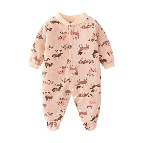 Akafmk Newborn Boys Infant Girls Bodysuits,Fall Winter Cottons Bodysuits Pajamas,Long Sleeve Bodysuits Graphic Print Casual Onesie Outfits Round Neck Romper Jumpsuit Toddler Boys Clothing 0-3 Months