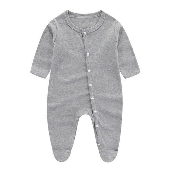 Akafmk Newborn Boys Infant Girls Bodysuits,Fall Winter Cottons Bodysuits Pajamas,Long Sleeve Bodysuits Solid Color Casual Onesie Outfits Round Neck Romper Jumpsuit Toddler Boys Clothing 9-12 Months