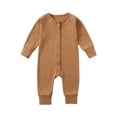 thumbnail image 1 of Akafmk Newborn Boys Infant Girls Bodysuits,Fall Winter Cottons Bodysuits Pajamas,Long Sleeve Bodysuits Solid Color Casual Onesie Outfits Round Neck Romper Jumpsuit Toddler Boys Clothing 6-9 Months, 1 of 4