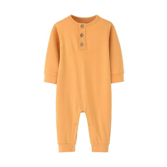 Akafmk Newborn Boys Infant Girls Bodysuits,Fall Winter Cottons Bodysuits Pajamas,Long Sleeve Bodysuits Solid Color Casual Onesie Outfits Round Neck Romper Jumpsuit Toddler Boys Clothing 9-12 Months