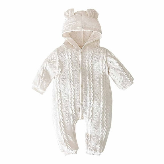 Akafmk Newborn Boys Infant Girls Bodysuits,Fall Winter Knitted Bodysuits,Long Sleeve Bodysuits Solid Color Casual Onesie Outfits Hooded Romper Jumpsuit Toddler Boys Clothing 2-3 Years