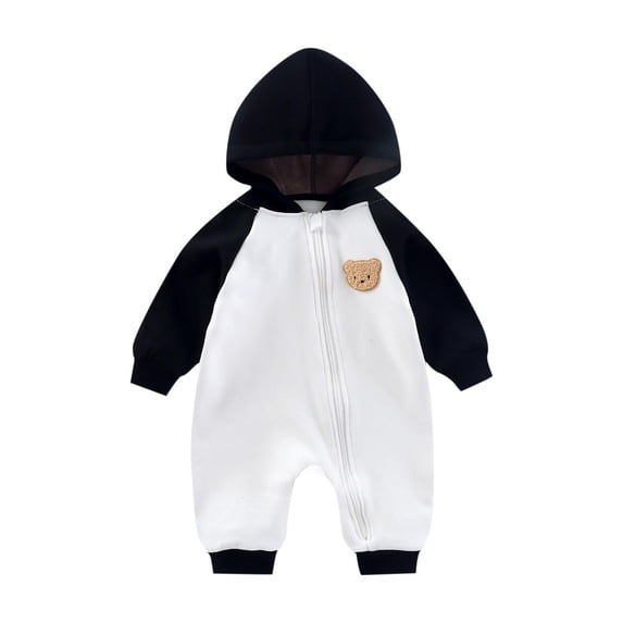 Akafmk Newborn Boys Infant Girls Bodysuits,Warm Fall Winter Bodysuits Pajamas,Long Sleeve Bodysuits Solid Color Casual Onesie Outfits Hooded Romper Jumpsuit Toddler Boys Clothing 9-12 Months