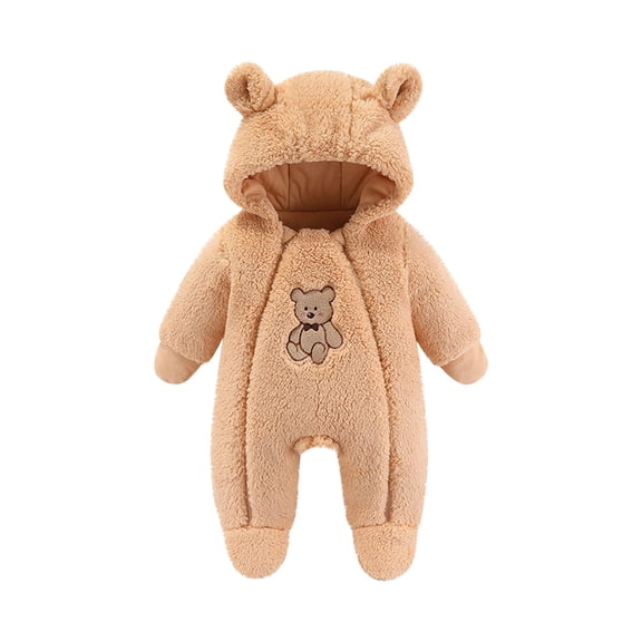 Akafmk Newborn Boys Infant Girls Bodysuits,Winter Bodysuits Fleece Warm Outwear,Long Sleeve Bodysuits Graphic Print Casual Onesie Outfits Hooded Romper Jumpsuit Toddler Boys Clothing 9-12 Months