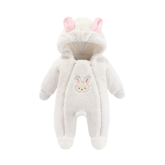 Akafmk Newborn Boys Infant Girls Bodysuits,Winter Bodysuits Fleece Warm Outwear,Long Sleeve Bodysuits Graphic Print Casual Onesie Outfits Hooded Romper Jumpsuit Toddler Boys Clothing 9-12 Months
