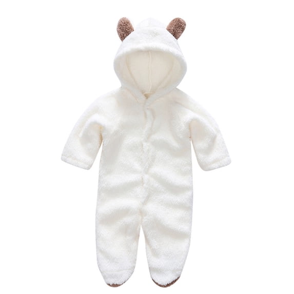 Akafmk Newborn Boys Infant Girls Bodysuits,Winter Fleece Warm Bodysuits,Long Sleeve Bodysuits Graphic Print Casual Onesie Outfits Hooded Romper Jumpsuit Toddler Boys Clothing 9-12 Months