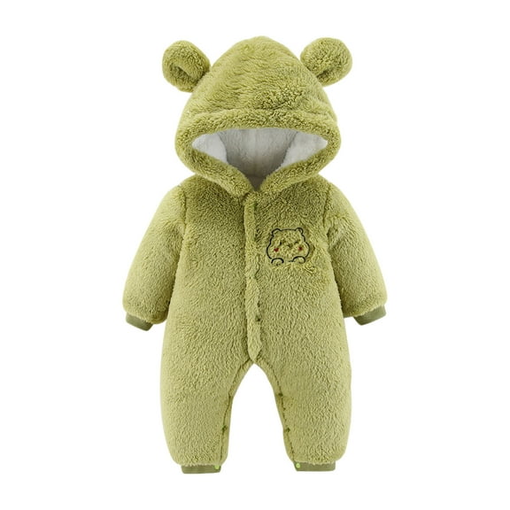 Akafmk Newborn Boys Infant Girls Bodysuits,Winter Fleece Warm Bodysuits,Long Sleeve Bodysuits Solid Color Casual Onesie Outfits Hooded Romper Jumpsuit Toddler Boys Clothing 3-6 Months