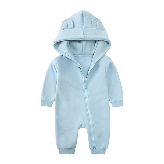 Akafmk Newborn Boys Infant Girls Bodysuits,Winter Fleece Warm Bodysuits,Long Sleeve Bodysuits Solid Color Casual Onesie Outfits Hooded Romper Jumpsuit Toddler Boys Clothing 12-24 Months