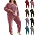 thumbnail image 1 of Akafmk Plus Size Fleece Pajama Sets for Women 2 Piece Long Sleeve Loungewear Set Winter Thick Warm Tops and Sleepwear Pants Sets XL, 1 of 5