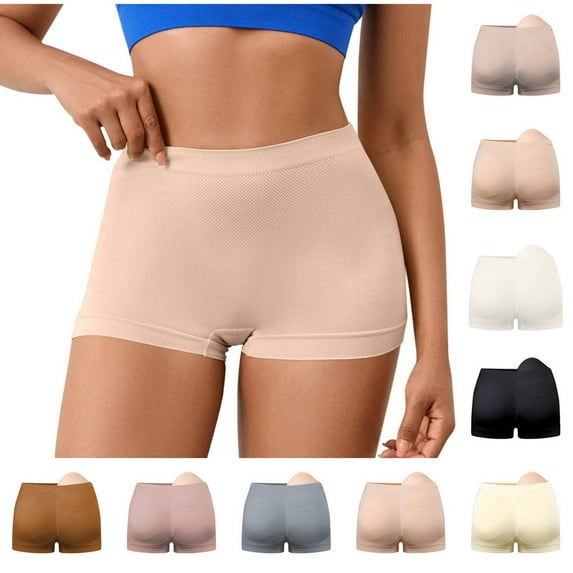 Akafmk Plus Size Underwear for Women High Waisted Cotton Briefs Solid Color Shapewear Pant Fake Hip Pants with Sponge Waist Pad Briefs Comfortable Breathable Underwear Panties, Sizes S-2XL