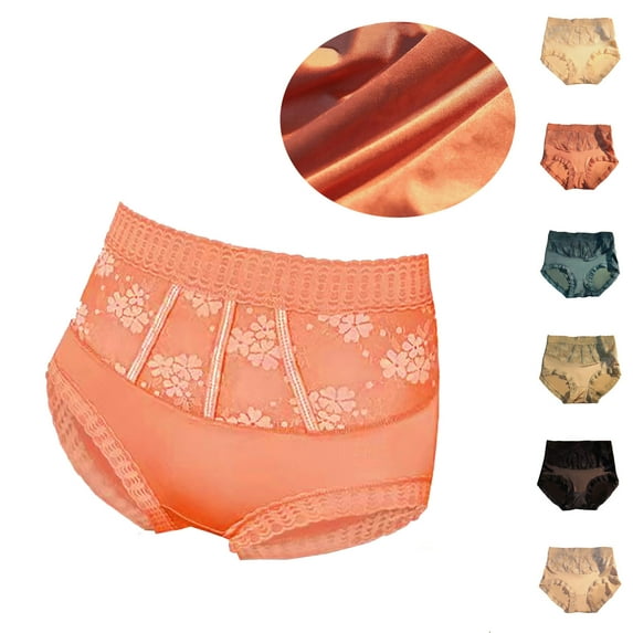 Akafmk Plus Size Underwear for Women High Waisted Lace Briefs Fashion Satin Patchwork Receiving Belly Lift Panties Comfortable Breathable Underwear Panties, Sizes M-2XL