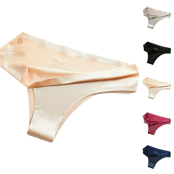 Akafmk Plus Size Underwear for Women Low Waisted Briefs Thong Ice Silk Seamless Yoga Panties Large Size Comfortable Breathable Underwear Panties, Sizes M-4XL