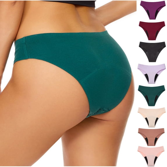 Akafmk Plus Size Underwear for Women Low Waisted Cotton Briefs Fashion Solid Color Periods Bikini Bottoms Menstruation Swimsuit Periods Briefs Comfortable Breathable Underwear Panties, Sizes XS-4XL