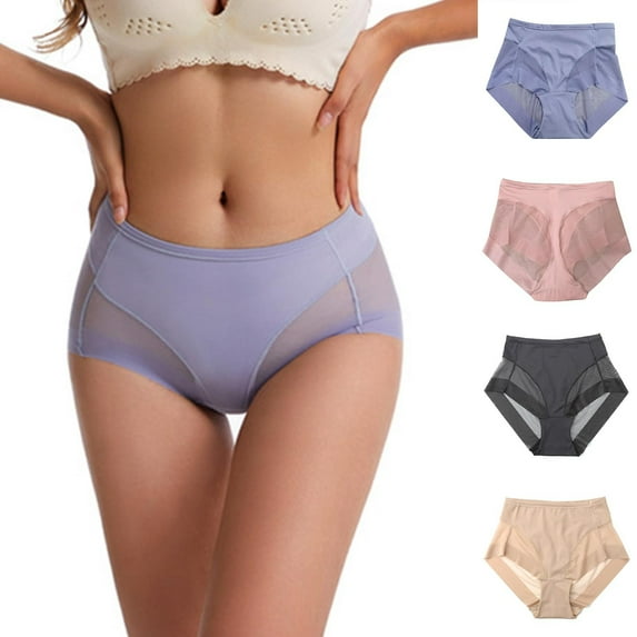 Akafmk Plus Size Underwear for Women High Waisted Briefs High Elastic Breathable Mesh Lace Briefs Comfortable Underwear Panties, Sizes S-3XL