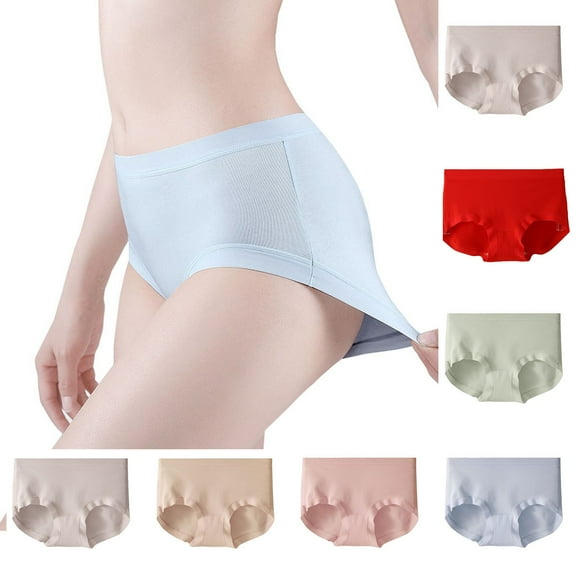 Akafmk Plus Size Underwear for Women High Waisted Briefs Silk Elastic Seamless Large Size Comfortable Breathable Underwear Panties, Sizes M-2XL