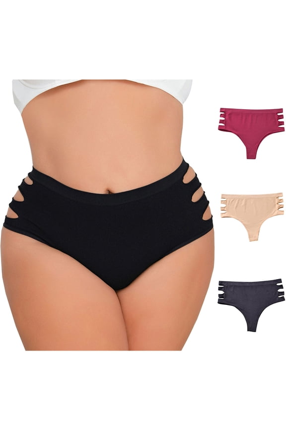 Plus Size Underwear for Women High Waisted Cotton Briefs Seamless Breathable Comfortable Underwear Panties, Sizes L-4XL