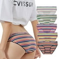 thumbnail image 1 of Akafmk Plus Size Underwear for Women Low Waisted Cotton Briefs Striped Color Briefs Comfortable Breathable Underwear Panties, Sizes M-4XL, 1 of 2