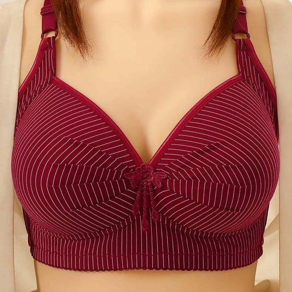 Akafmk Plus Size Womens Bras, Push Up Bras for Women, Woman's Stripe Gathered Together Large Size Daily Bra Underwear No Rims
