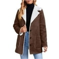 thumbnail image 1 of Akafmk Plus Size Womens Fleece Jackets,Lamb Deerskin Velvet Coat Jacket,Women Winter Warm Composite Button Lapel Collar Jacket Outwear Coat Loose Outerwear Winter Warm Coats, 1 of 5