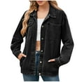 thumbnail image 1 of Akafmk Plus Size Womens Jean Jackets,Oversized Denim Jackets,Women's Fashion Color Lapel Look Slimmer Sleeve Denim Jacket Loose Fitting Cardigan Denim Coat, 1 of 3